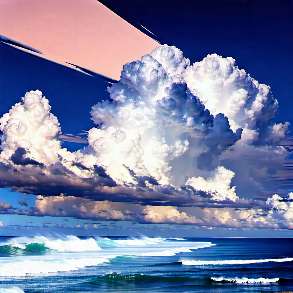 Nature Flat Design: Dramatic Clouds Over Coastline With Beautiful Ocean