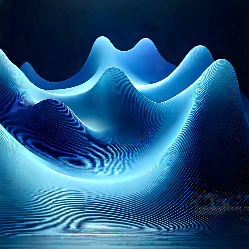 Abstract Concept Art: Wave Propagation Captured In Abstract Form With Blue, Three-dimensional