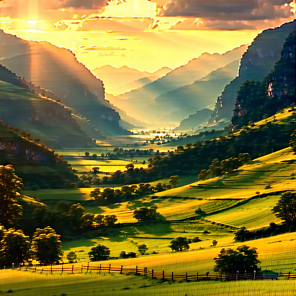 Nature Hdr Photography: Valley During Golden Hour With Beautiful Landscape