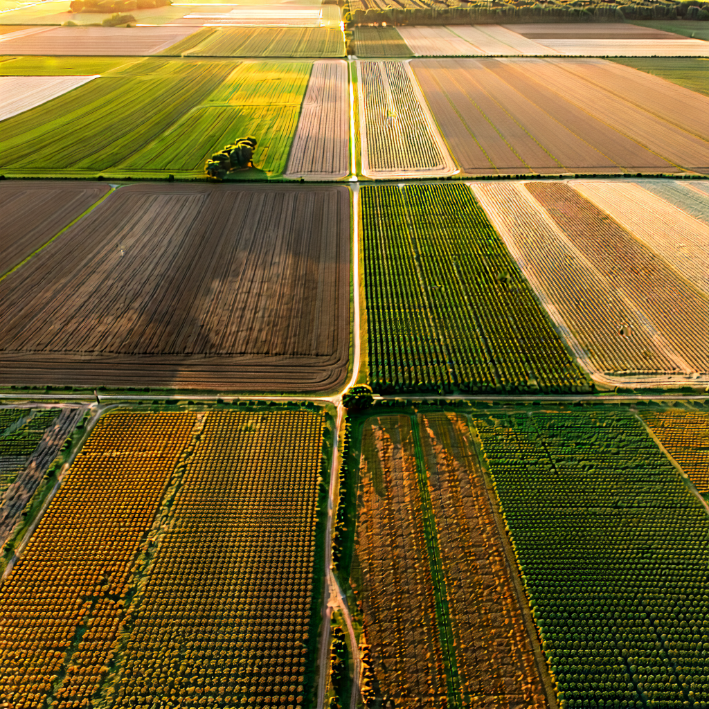 Nature Tilt-Shift Photography: Aerial view of agricultural fields