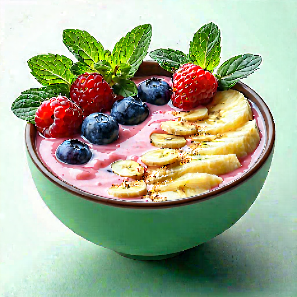 Lifestyle Flat Design: Smoothie Bowl Prepared With Artistic Presentation With Bowl Fruit