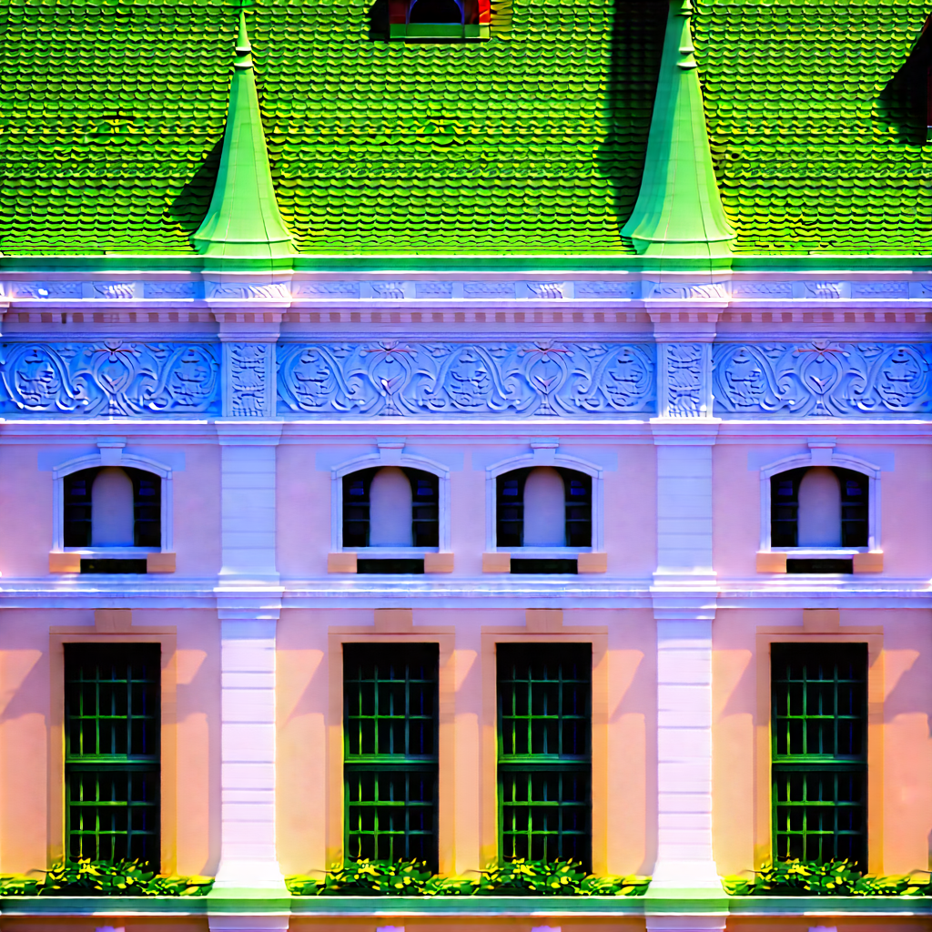 Urban Macro Photography: Historic building with green rooftop