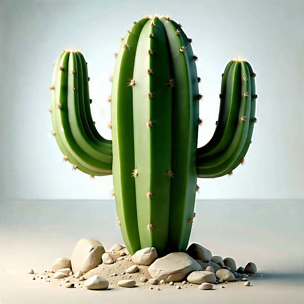 Nature Low Poly: Cactus In Natural Setting With Large Cactus