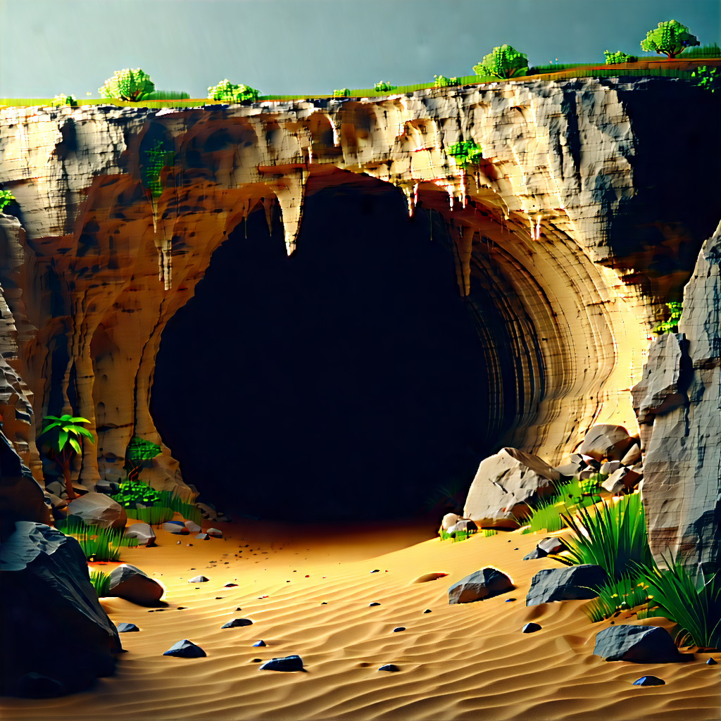 Nature Blender Artwork: Cave Entrance In Dry Season With Image, There