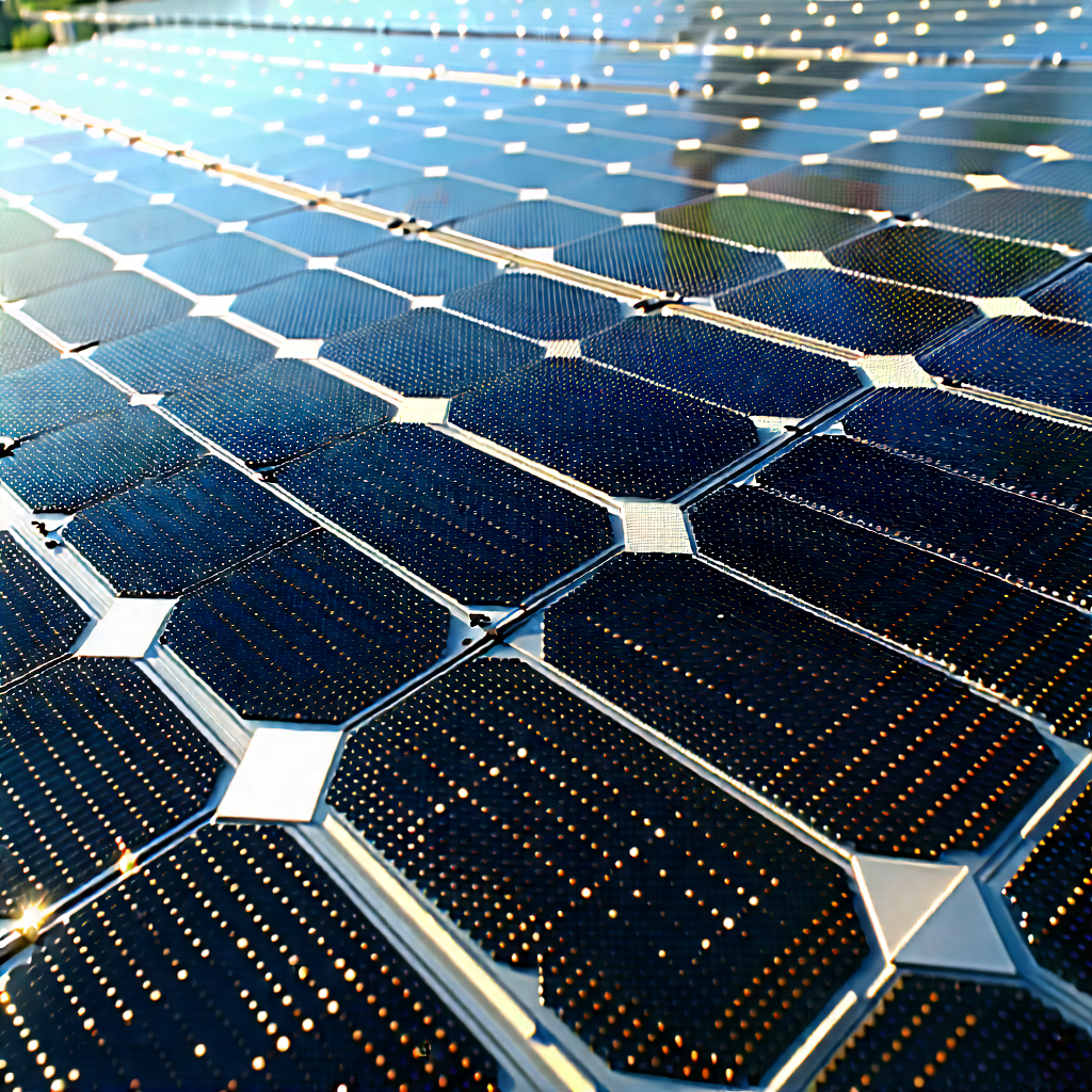 Tech Voxel Art: Solar Panel With (digital:1.5) Particles With Large Solar