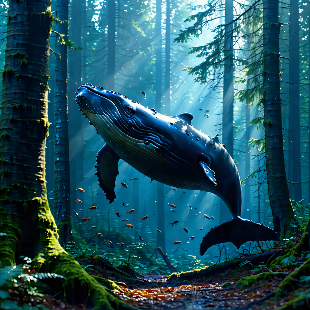 Nature Stock Photography: Whale In Forest Environment With Large Whale