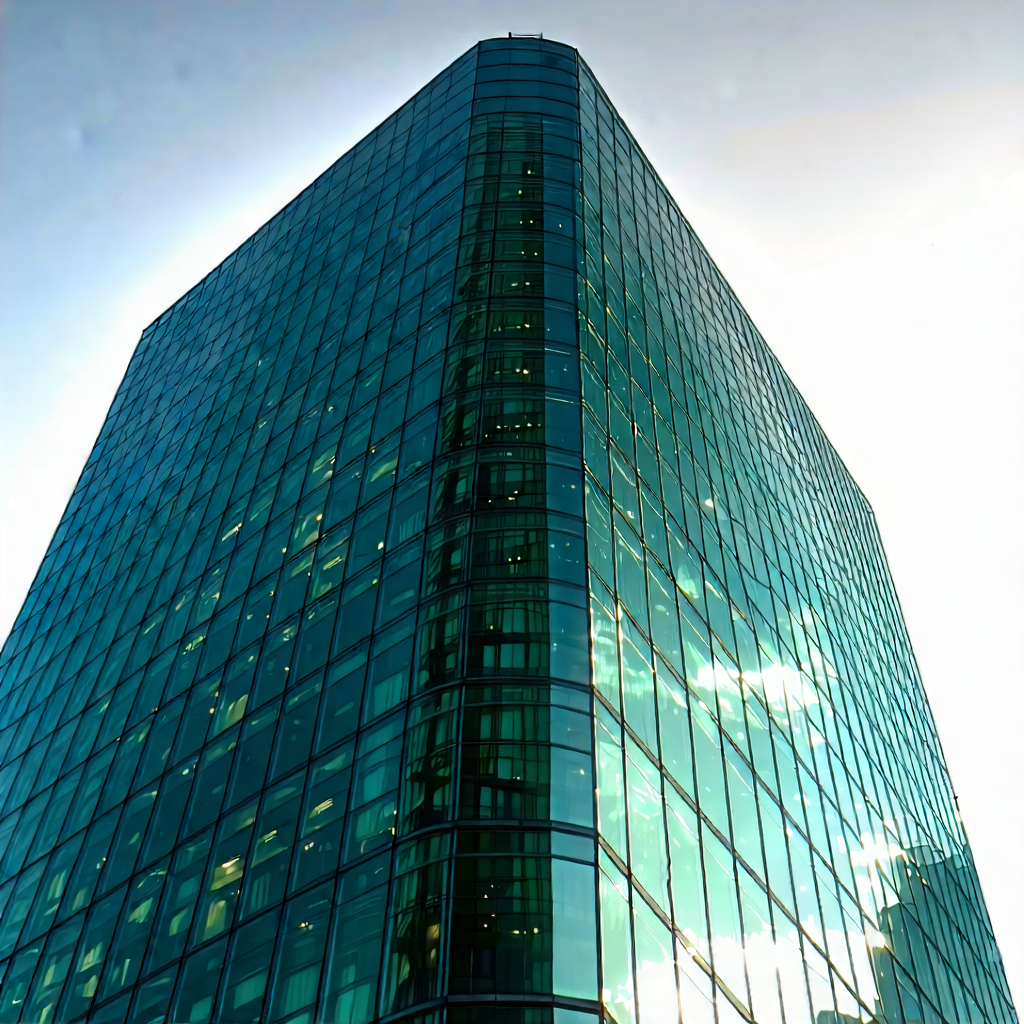 Urban Unreal Engine: Glass Office Tower With Reflective Glass With Tall Building