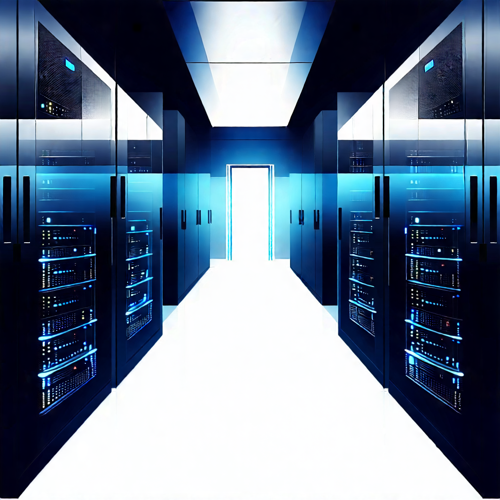 Tech Ink Drawing: Futuristic Server Room With Image, There