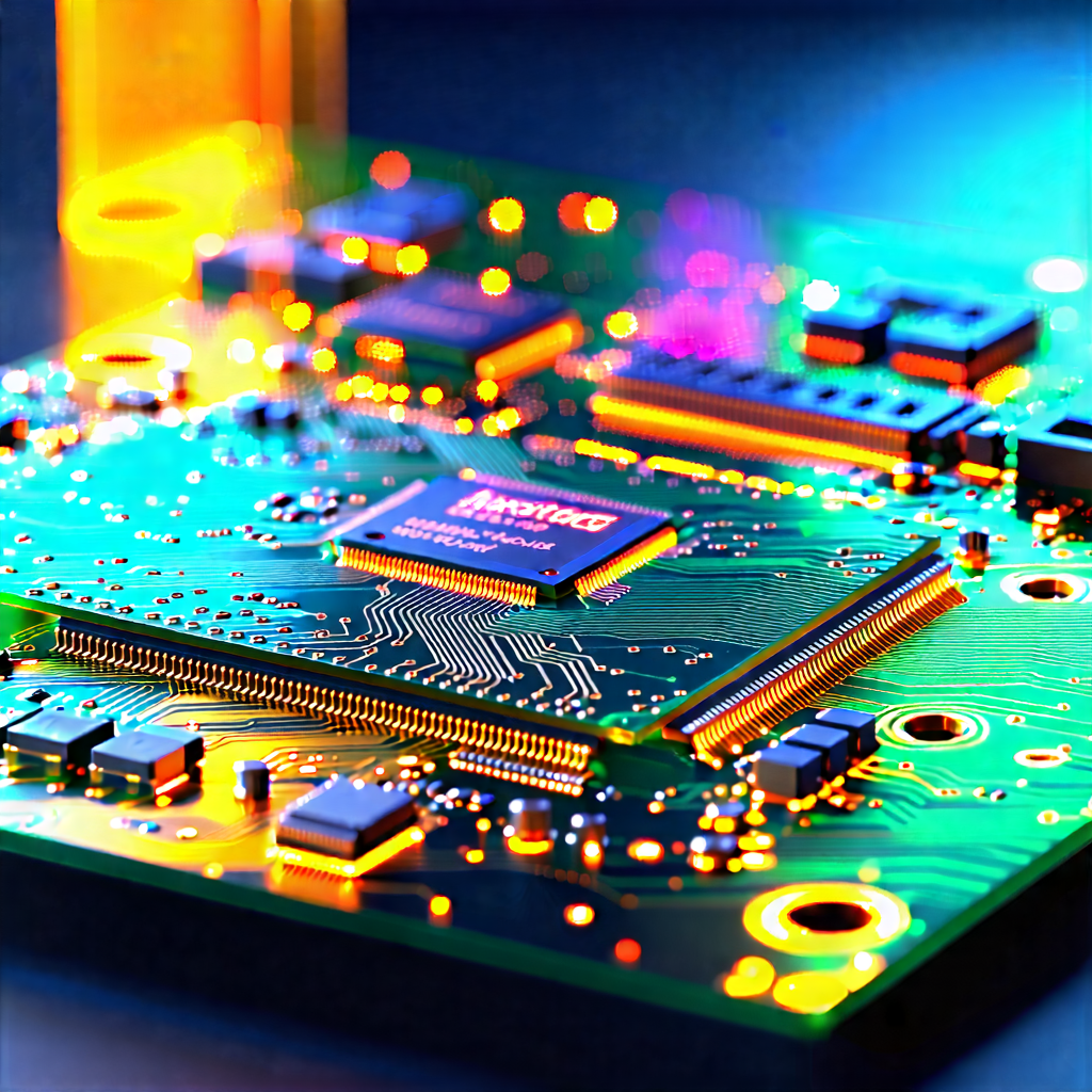 Tech Tilt-Shift Photography: Circuit board with holographic projection