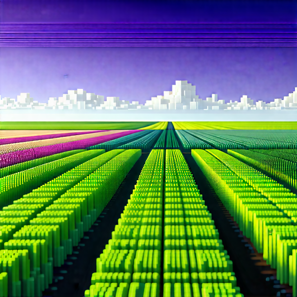 Tech Voxel Art: Agricultural technology in manufacturing facility