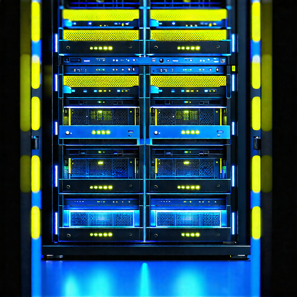 Tech Commercial Photography: Server rack with blue light glow