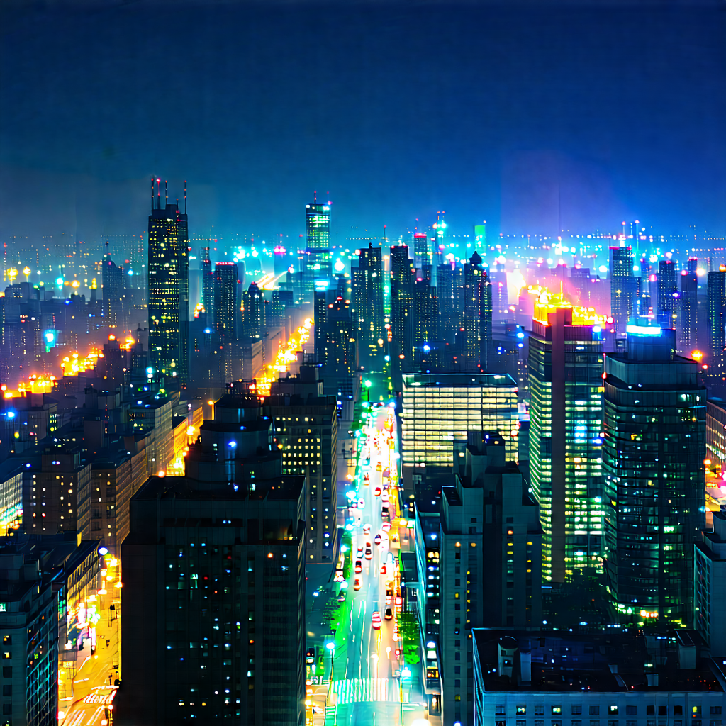 Urban Aerial Photography: Cityscape Of Modern Metropolis During Night With Cityscape Captured