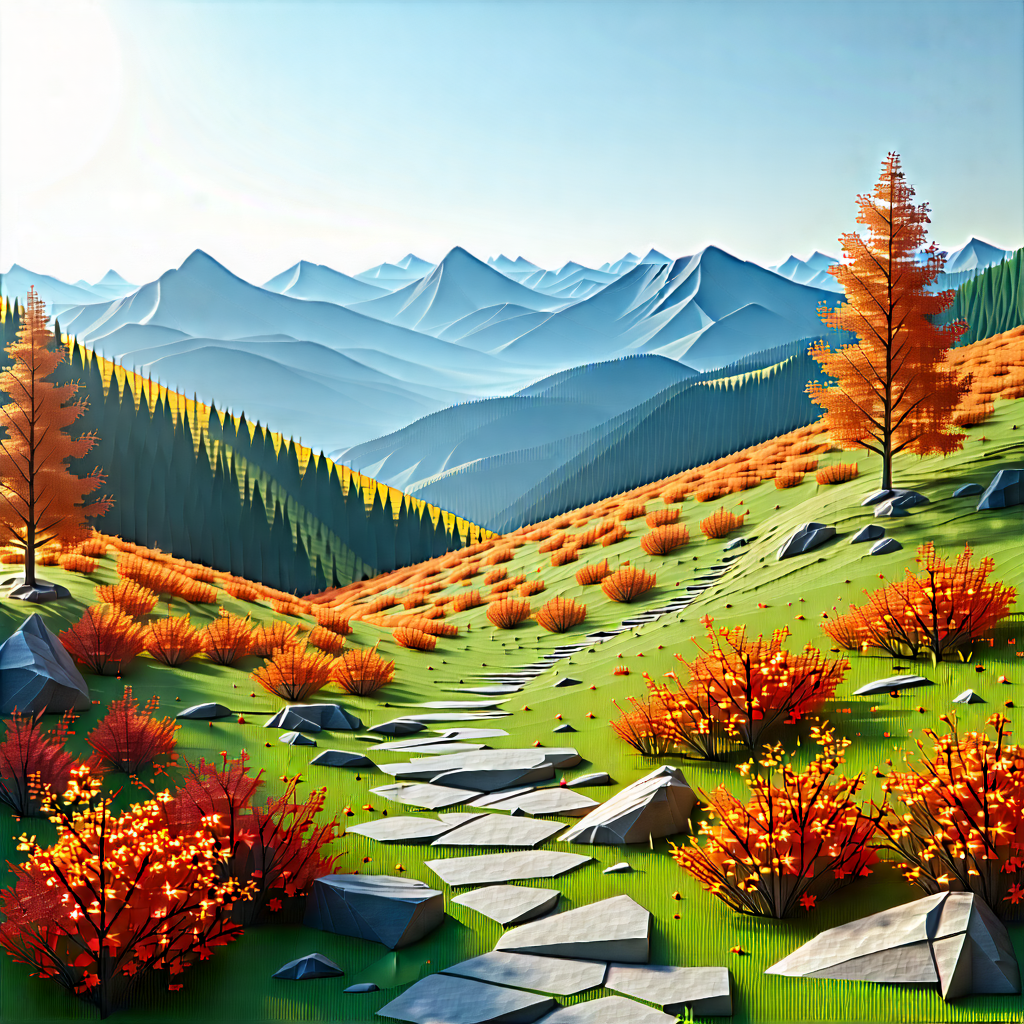 Lifestyle Low Poly: Autumn Hike During Spring With Colorful Painting