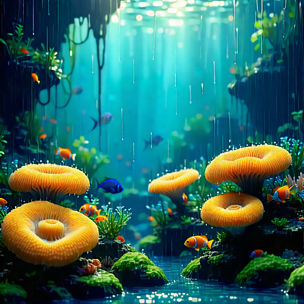 Nature Editorial Photography: Coral Reef In Rainy Season With Image, There