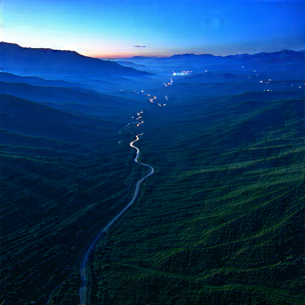 Nature Aerial Photography: Valley During Blue Hour With Beautiful Aerial