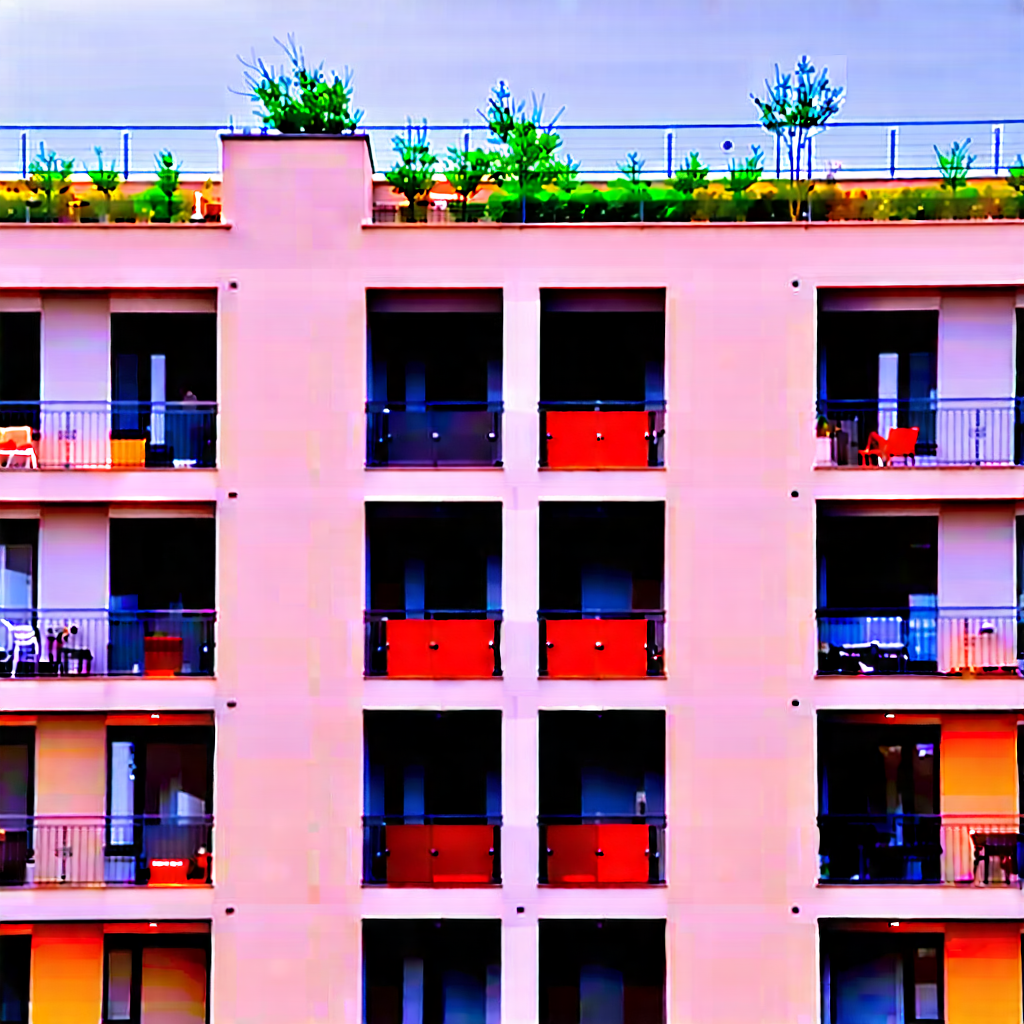Urban Long Exposure Photography: Modern Apartment Complex With Green Rooftop With Image, There