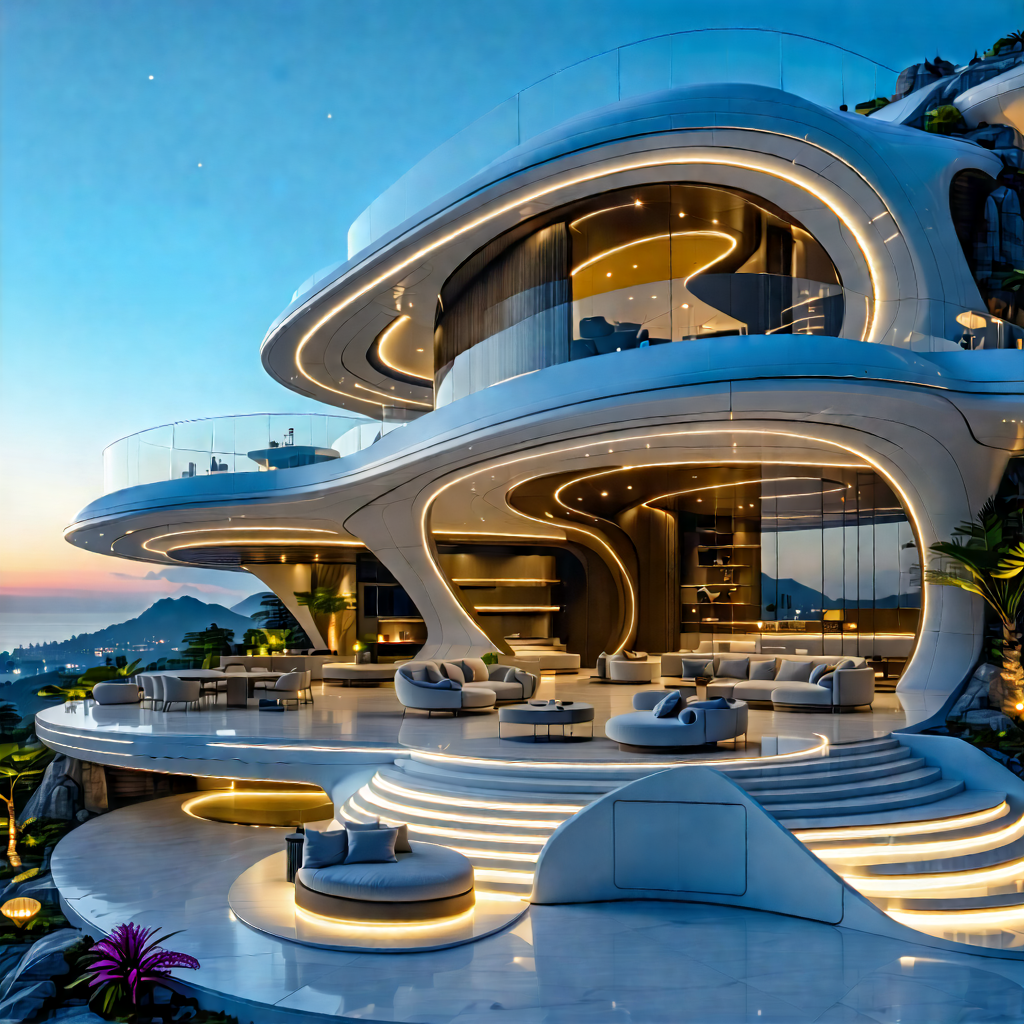 Tech Editorial Photography: (futuristic:1.11) Smart Home With Large, Modern-looking