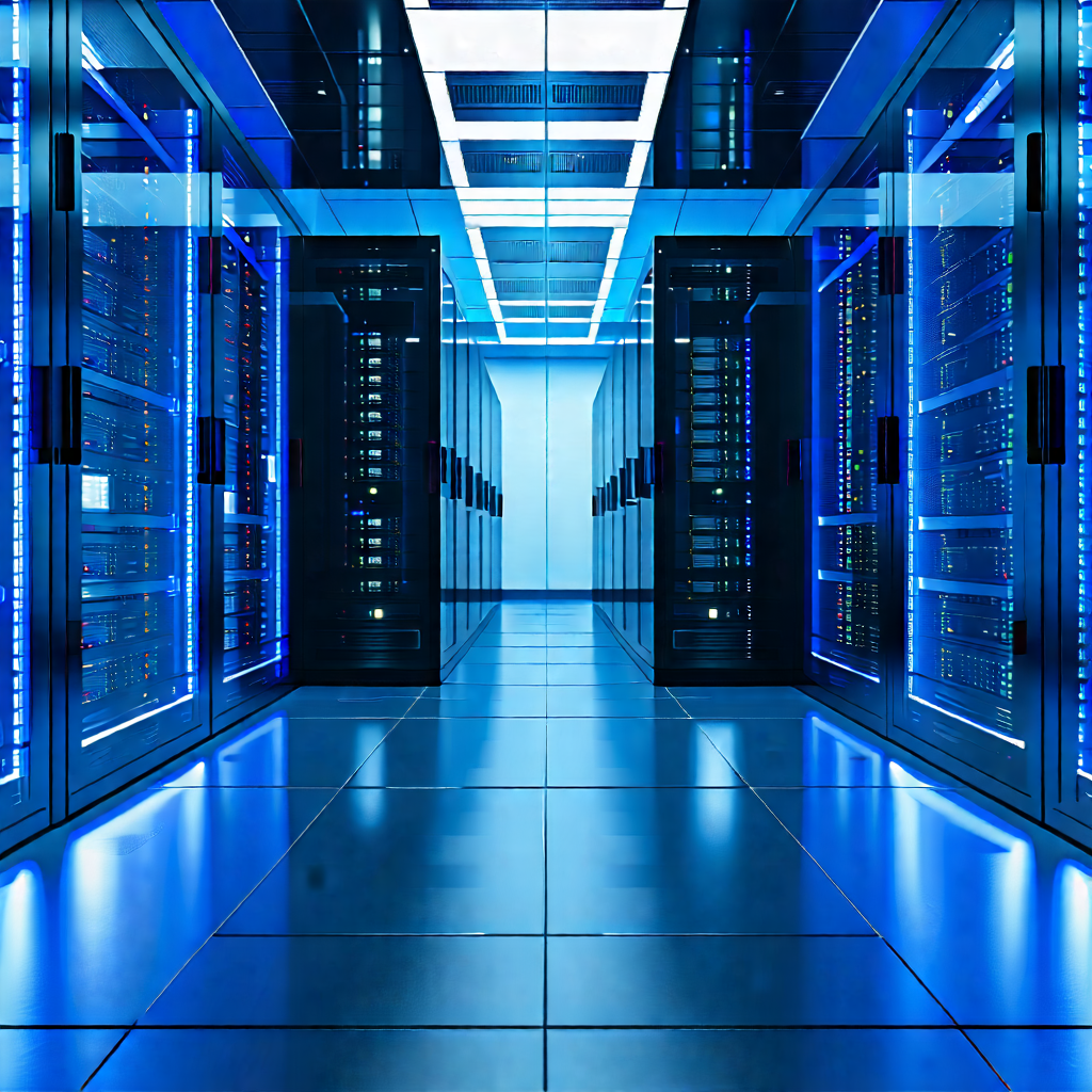 Tech Minimalist Design: Futuristic server room