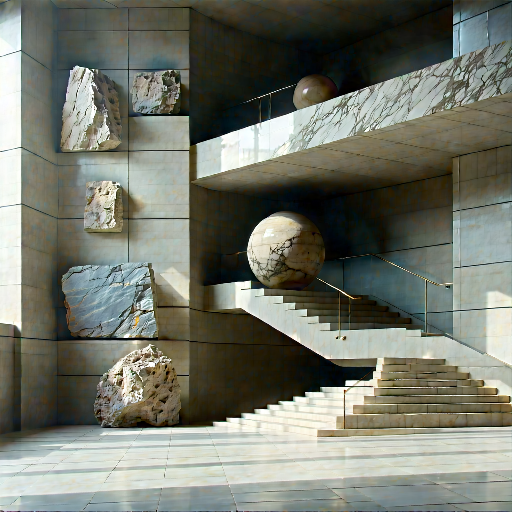 Abstract Bauhaus Style: Stone Installation With Dimension With Image, There