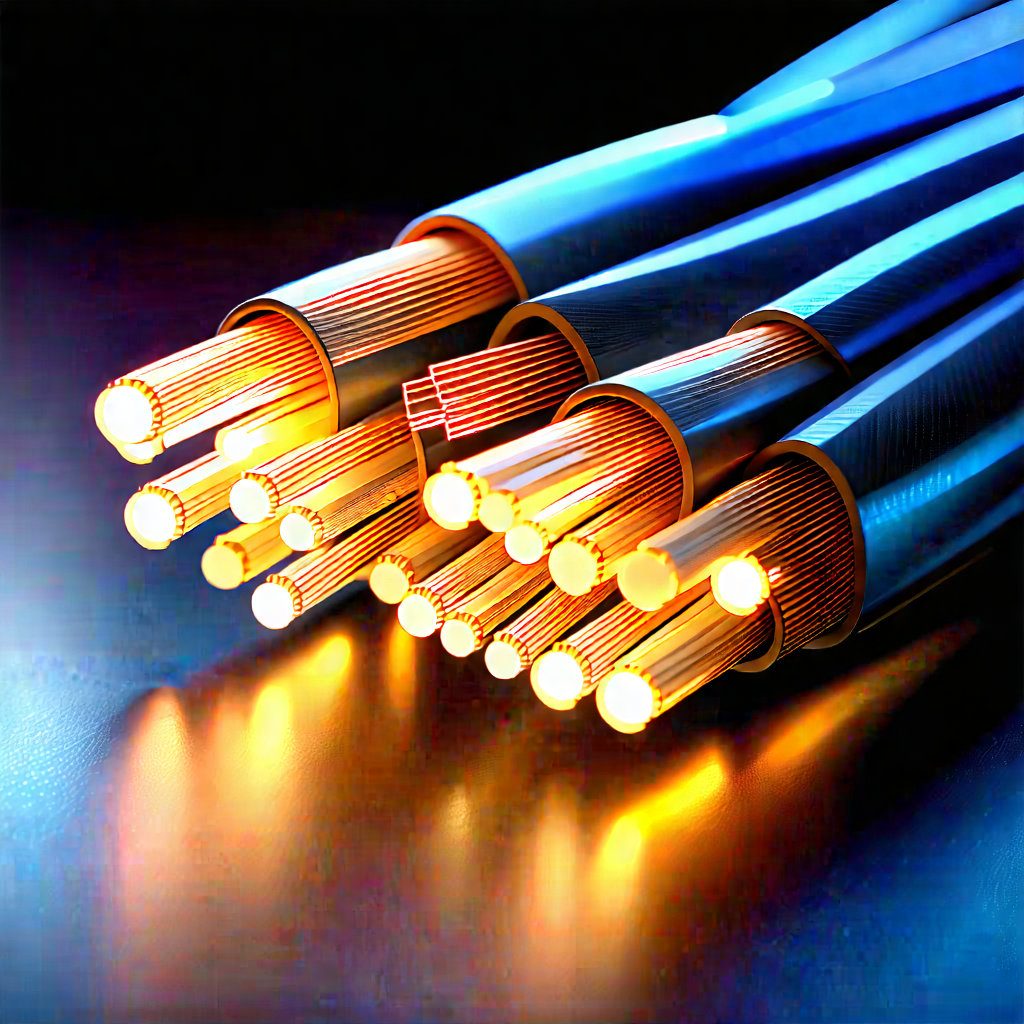 Tech Concept Art: Close-up Of Fiber Optic Cables With Close-up Group