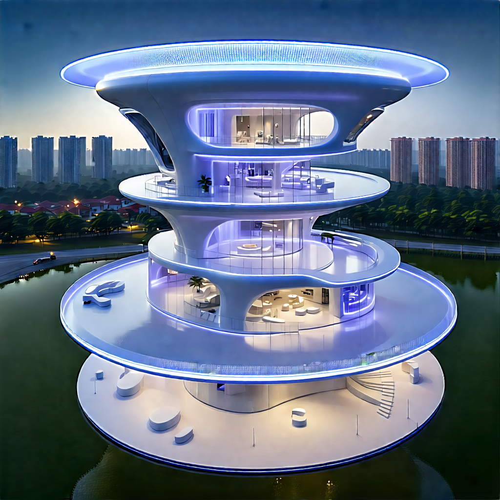 Tech Drone Photography: Futuristic Innovation Hub With Large, Modern