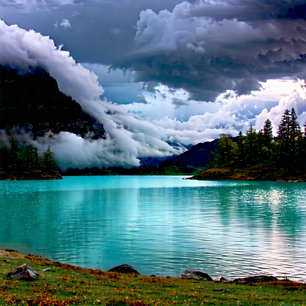 Nature Hdr Photography: Storm Clouds Over Alpine (lake:1.44) With Serene Lake