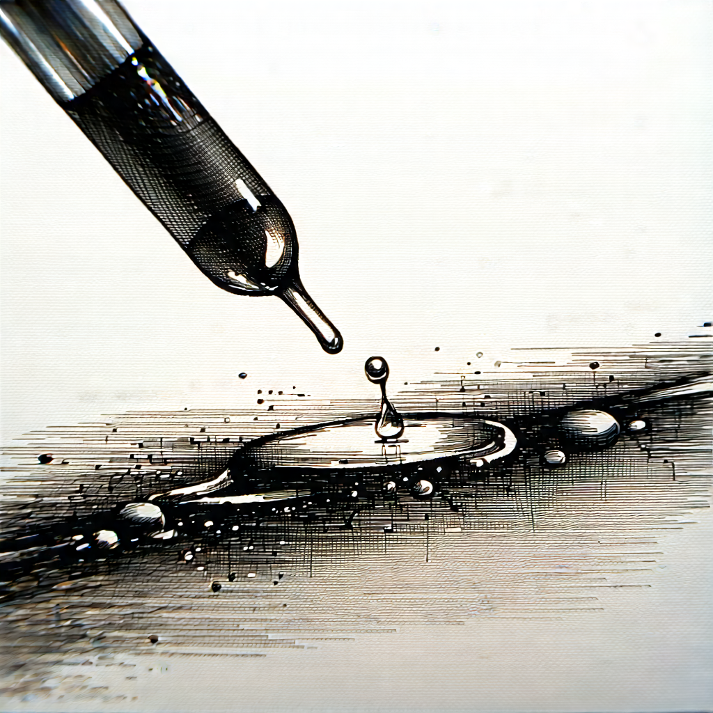 Abstract Ink Drawing: Macro view of chemical reaction