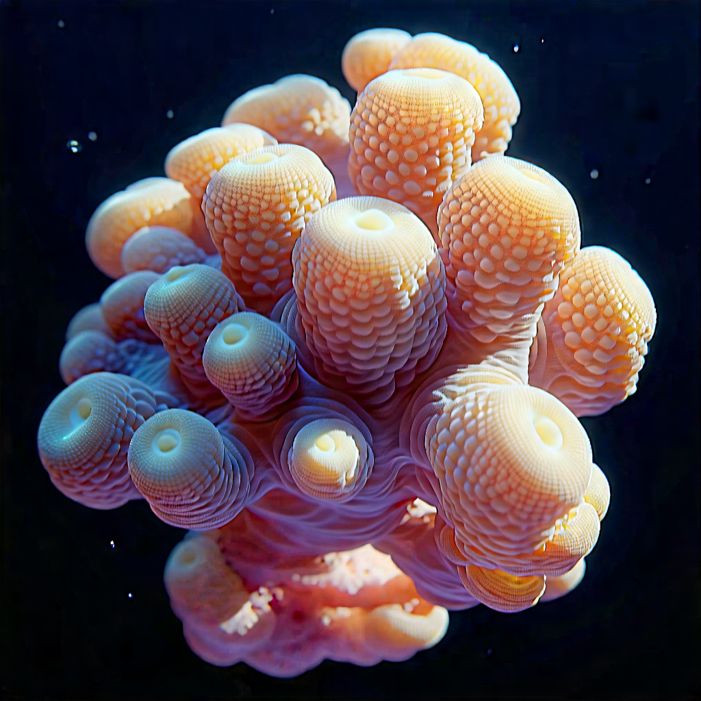 Nature Digital Art: Coral Reef In Summer With Large, Colorful