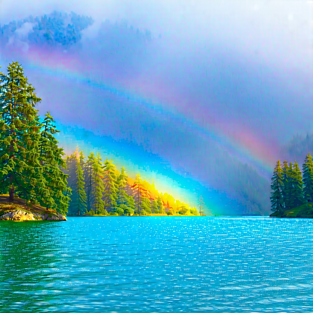 Nature Landscape Photography: Rainbow Over Alpine (lake:1.27) With Beautiful Scene