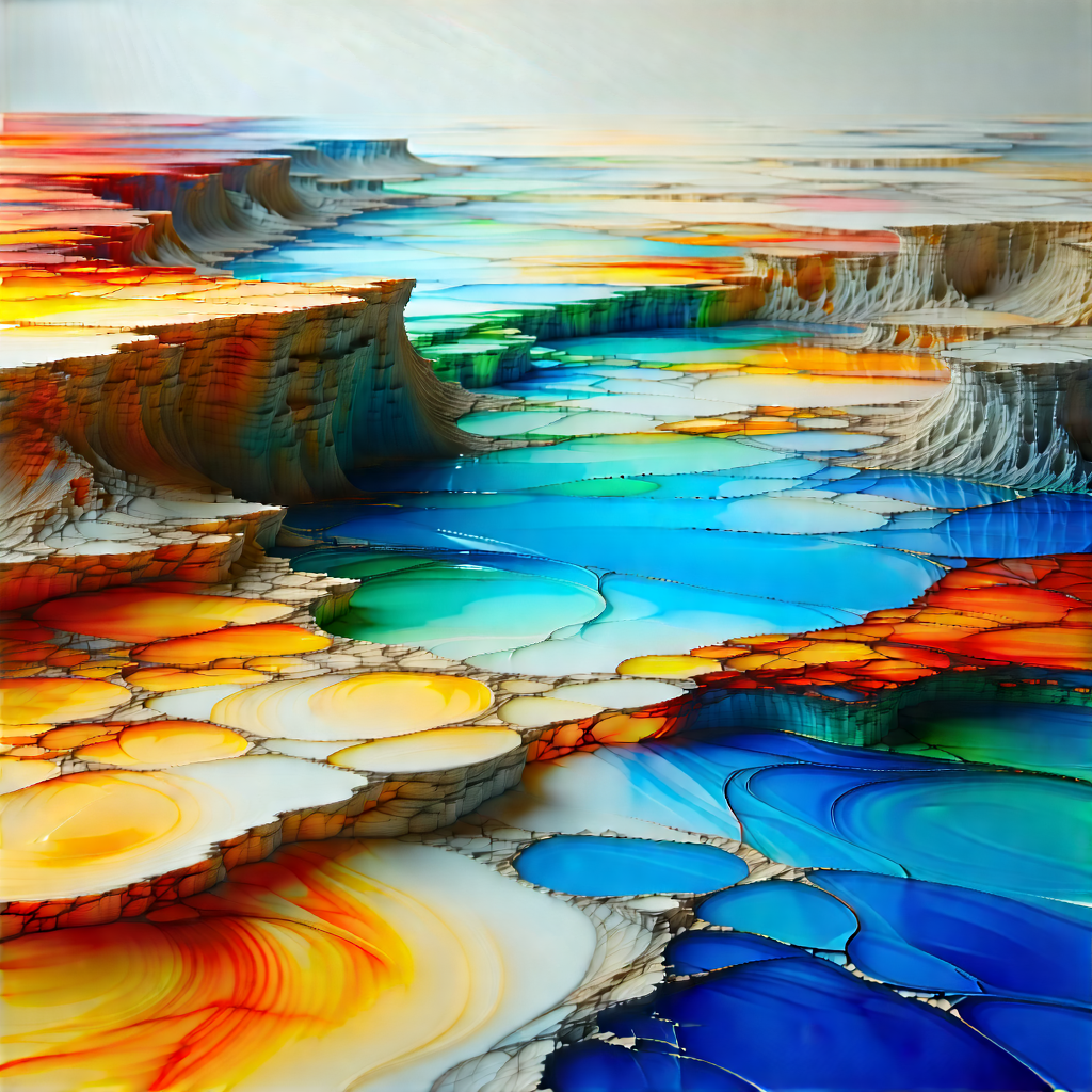 Abstract Encaustic Painting: Abstract Interpretation Of Erosion With Vibrant Colorful