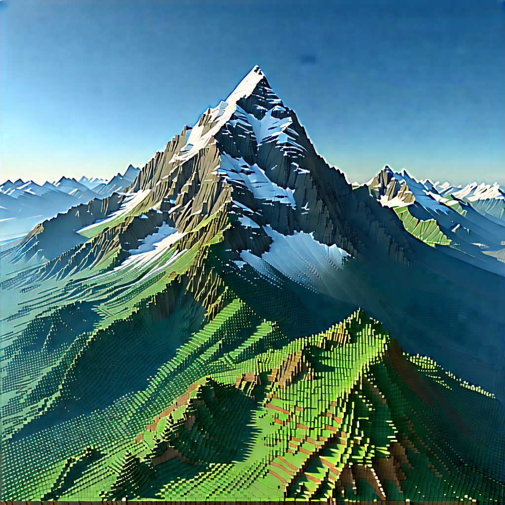Nature Voxel Art: Aerial view of mountain range