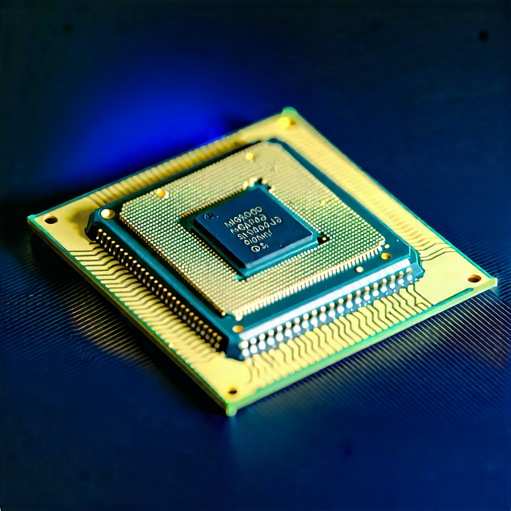 Tech Macro Photography: Microchip With Laser Scanning With Computer Chip
