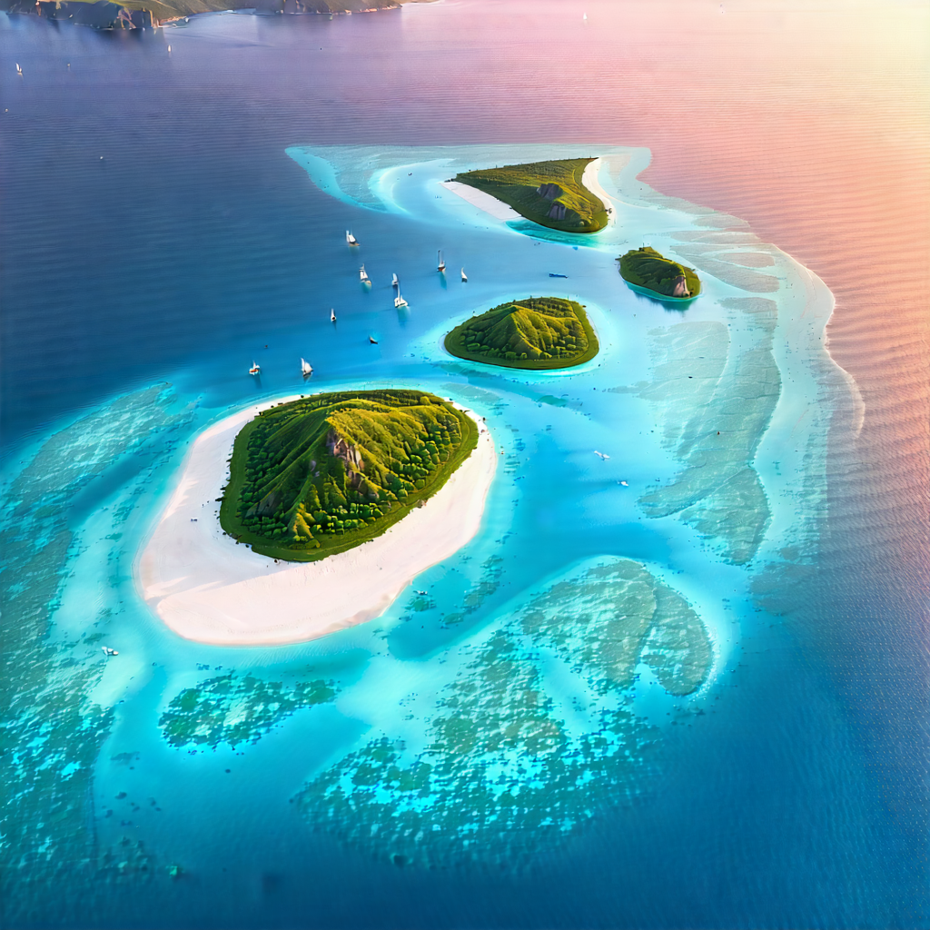Nature Blender Artwork: Aerial View Of Coastal Islands With Beautiful Tropical