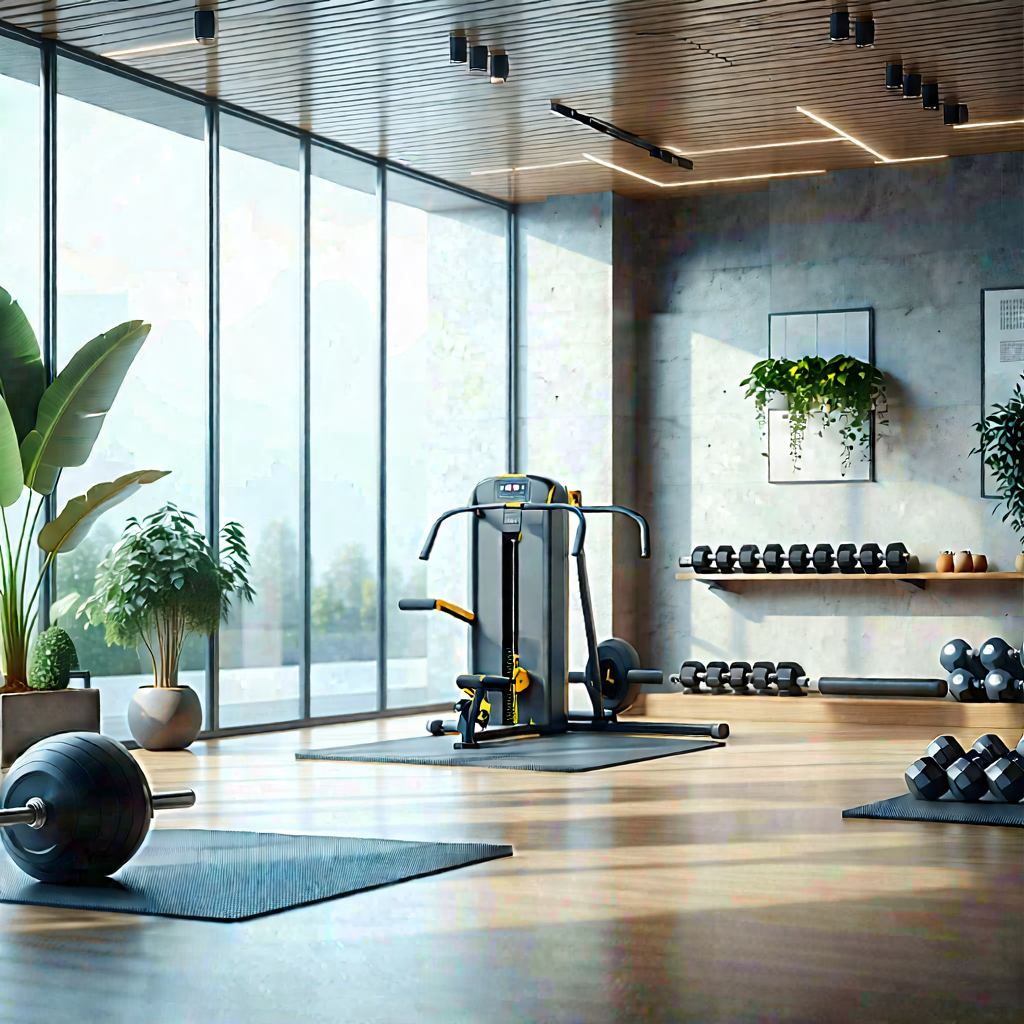 Lifestyle Minimalist Design: Wellness Scene With Fitness Equipment With Image, There