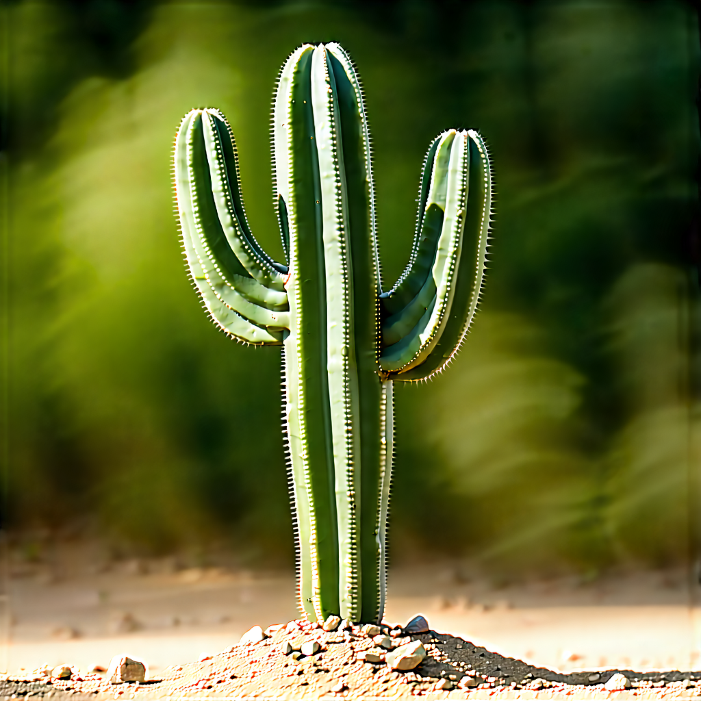 Nature Drone Photography: Cactus In Natural Setting With Small Cactus