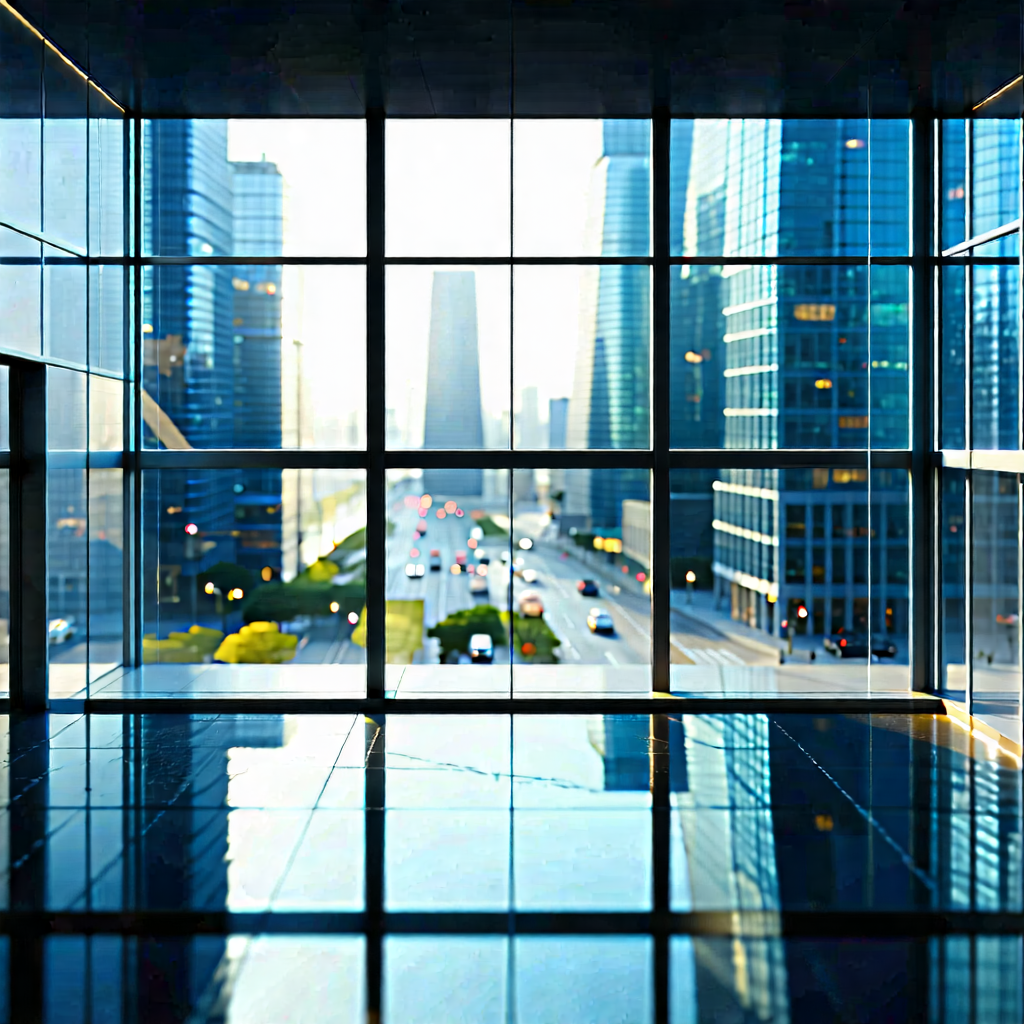 Urban Tilt-shift Photography: Urban Loft With Reflective Glass With Large Glass