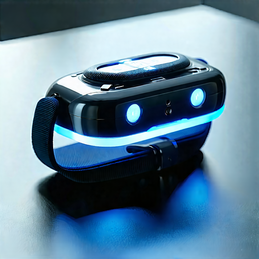 Tech Unreal Engine: Innovative Wearable (device:1.47) (design:1.12) With Black Blue
