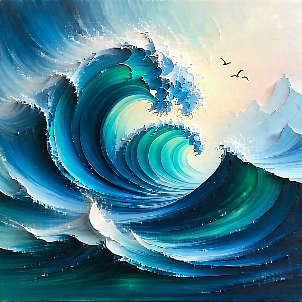 Abstract Acrylic Painting: Abstract interpretation of wave motion