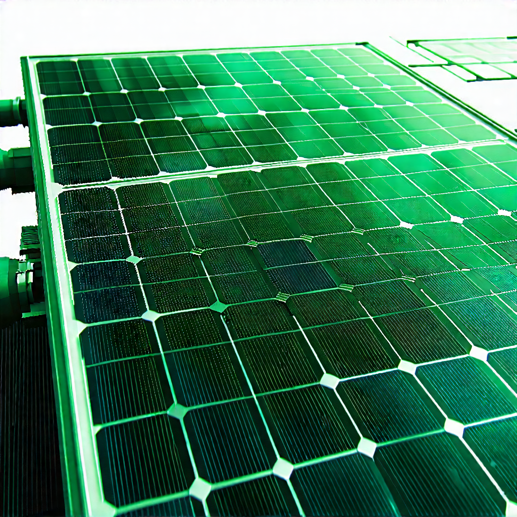 Tech Matte Painting: Solar Panel With (digital:1.2) Particles With Large Green