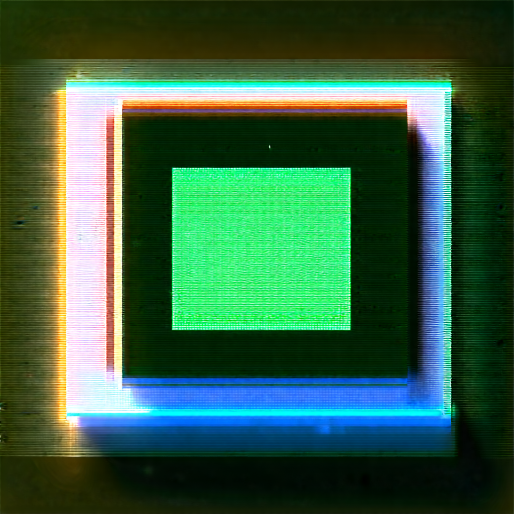 Tech Graphic Design: Microchip With Holographic Projection With Square Green