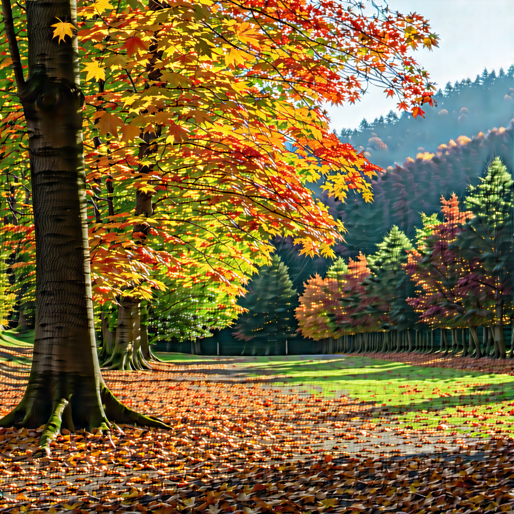 Nature Landscape Photography: Autumn Leaves In Natural Setting With Beautiful Forest