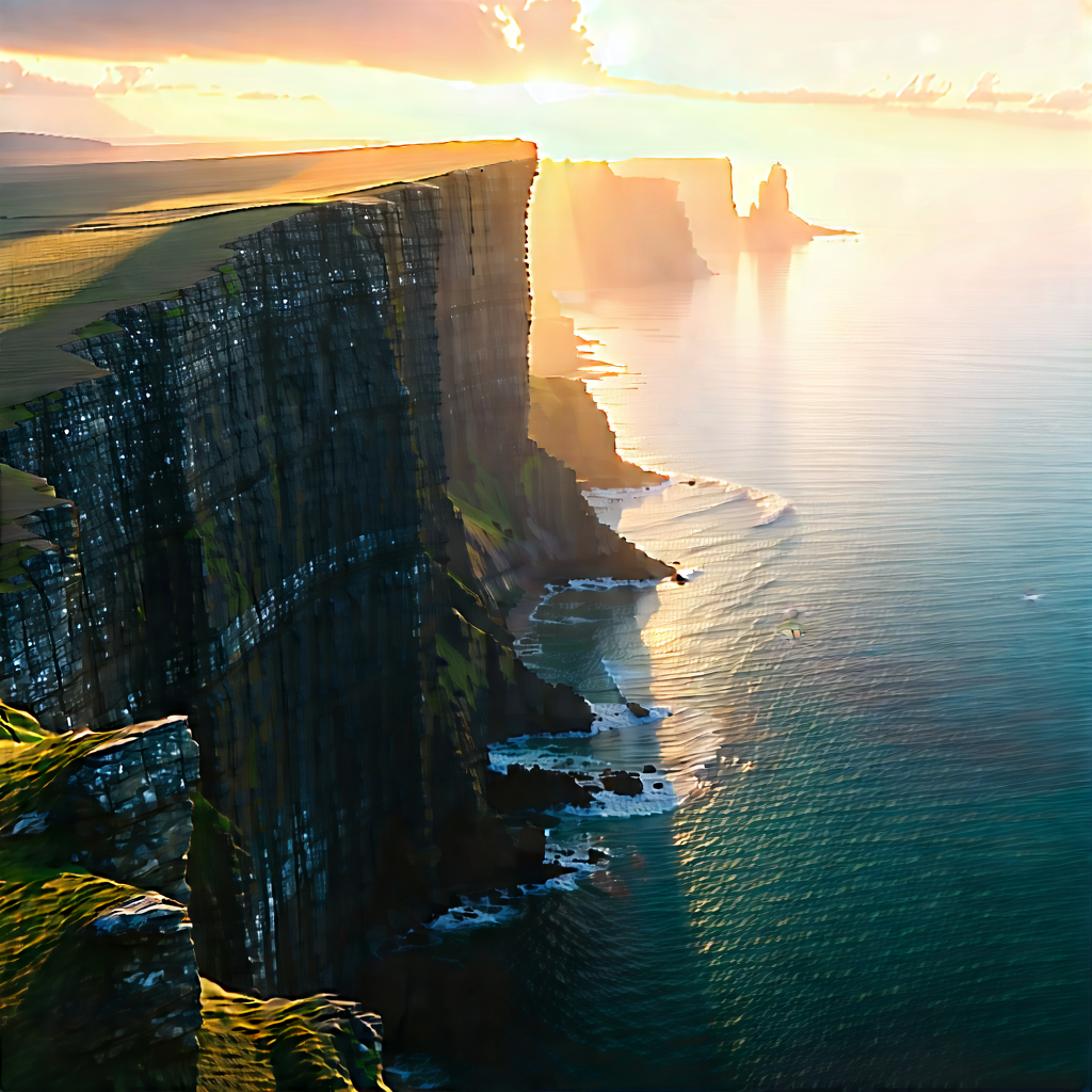 Nature Aerial Photography: Coastal Cliff During Sunrise With Large Cliff
