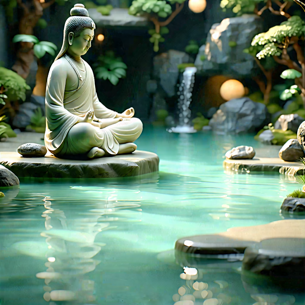 Lifestyle Macro Photography: Wellness Scene With Meditation Space With Serene Scene