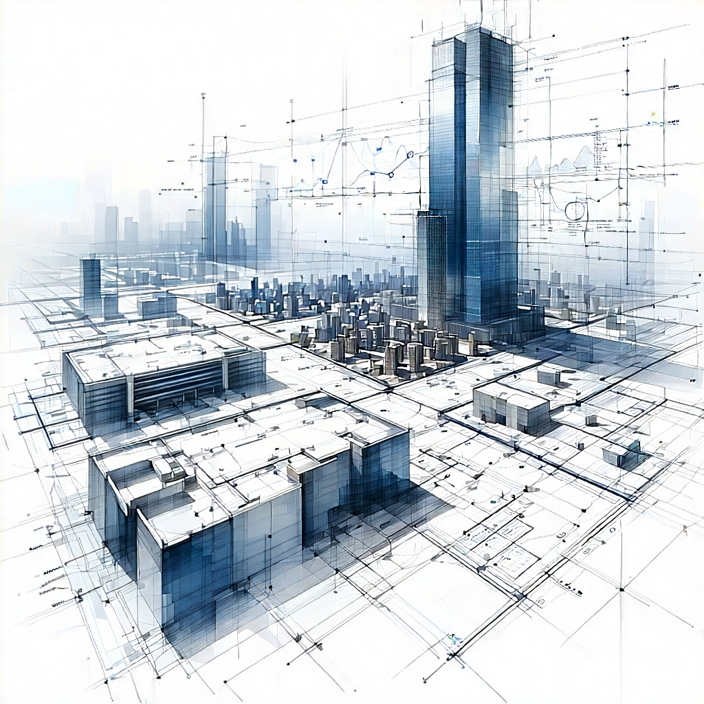 Tech Pencil Sketch: Financial Technology In Field Deployment With White Blue