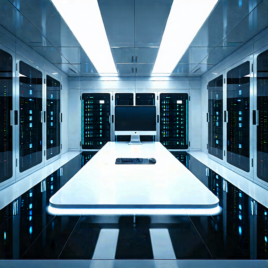 Tech Oil Painting: Futuristic Server Room With Image, There