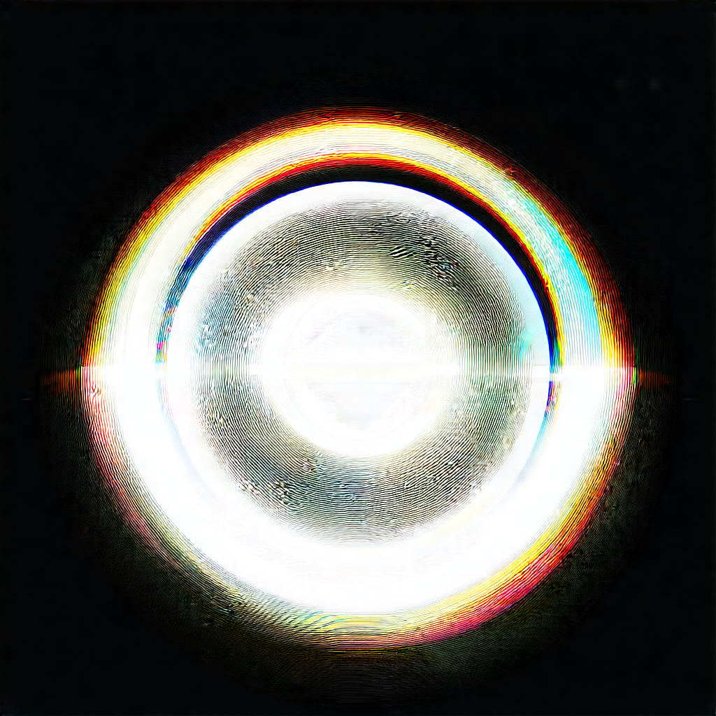 Abstract Lithograph: Concentric Circles With Luminous Edges With Close-up Light