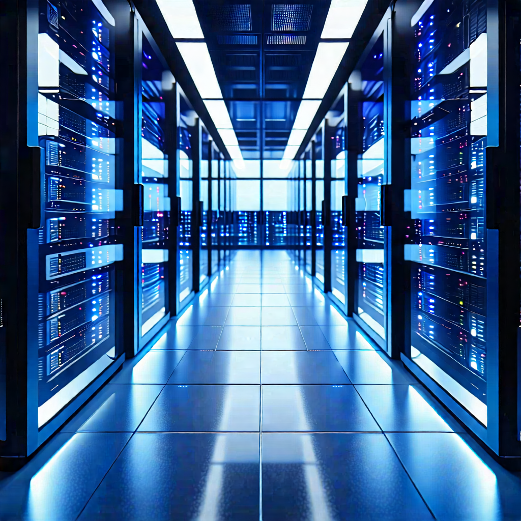 Tech Infographic Style: Futuristic server room