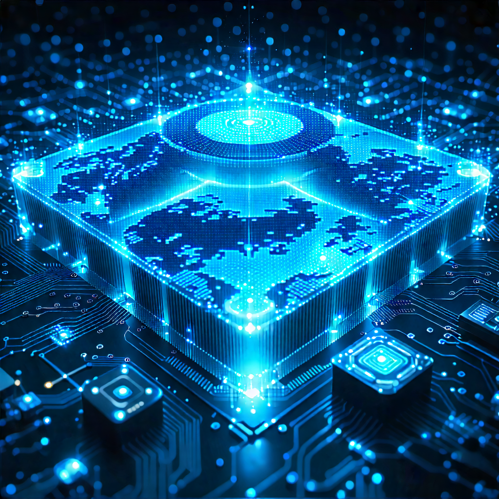 Tech Blender Artwork: Educational Technology In Field Deployment With Blue, Three-dimensional