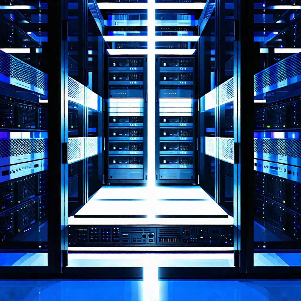 Tech Drone Photography: Server Rack With Laser Scanning With Large Computer