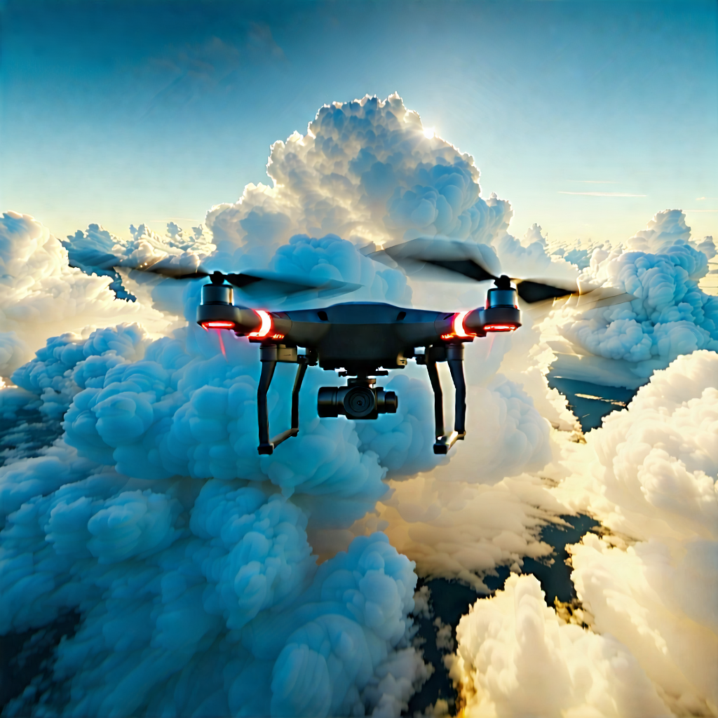Tech Drone Photography: Cloud Computing Visualization With Drone Flying